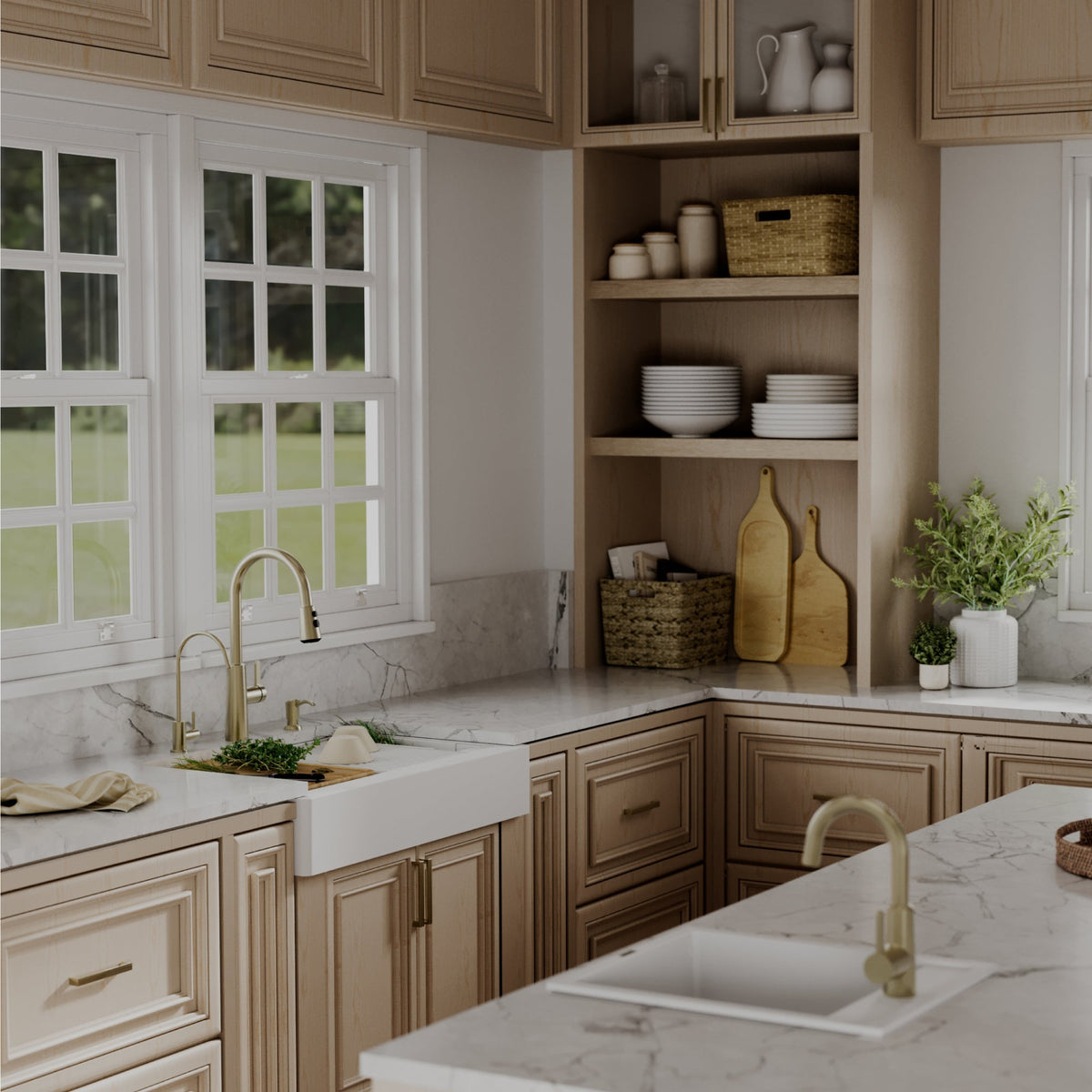 34" Apron Front Single Bowl Quartz Kitchen Sink Kit In White