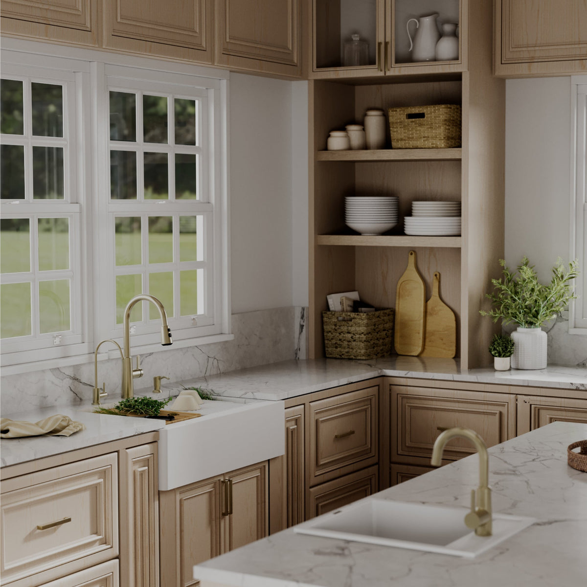 34" Deep Apron Front Single Bowl Quartz Kitchen Sink Kit In White