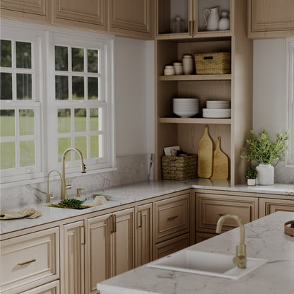 32" Undermount Single Bowl Quartz Kitchen Sink Kit In White