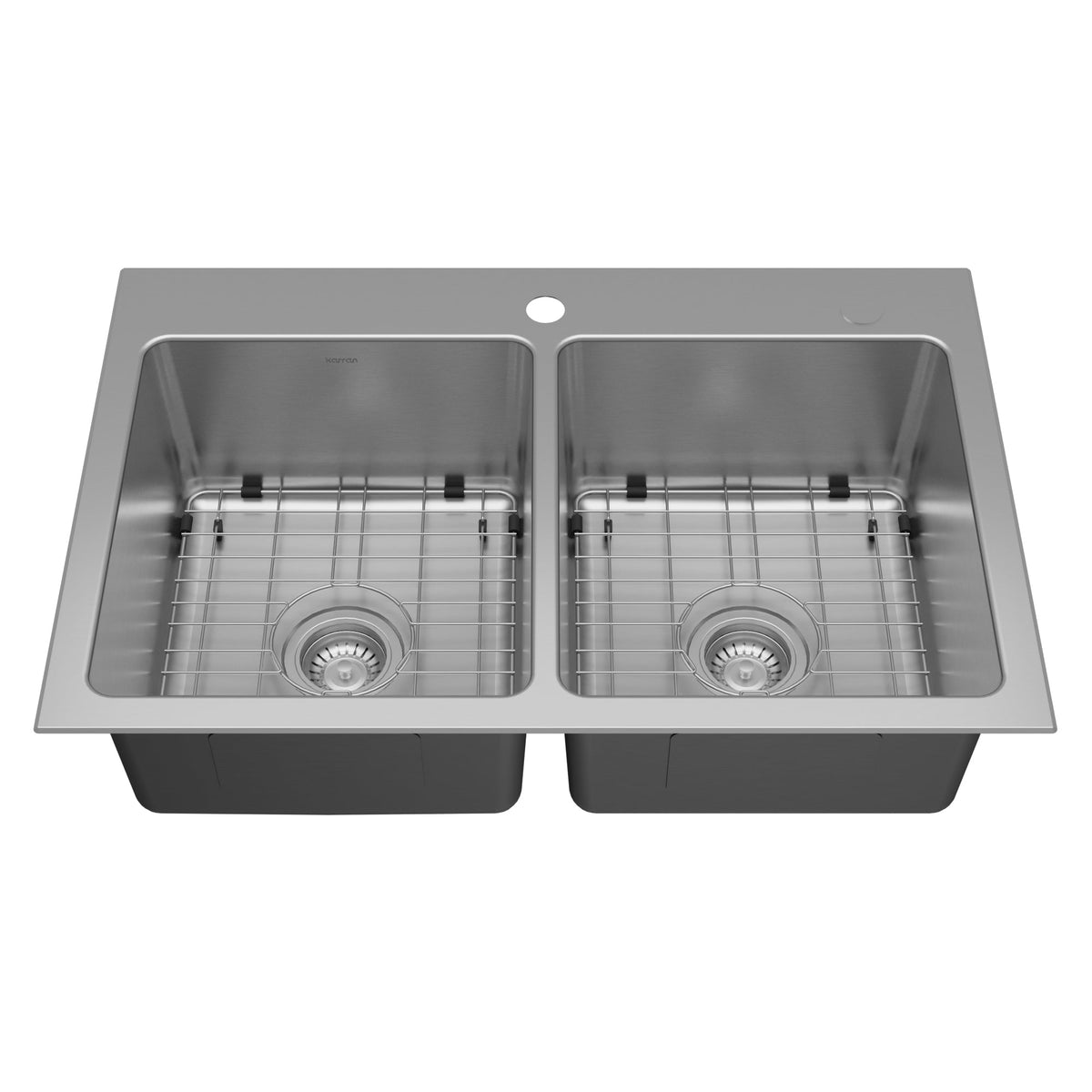 Lansen 33" Top Mount 18 Gauge Double Bowl Stainless Steel Sink with Accessories
