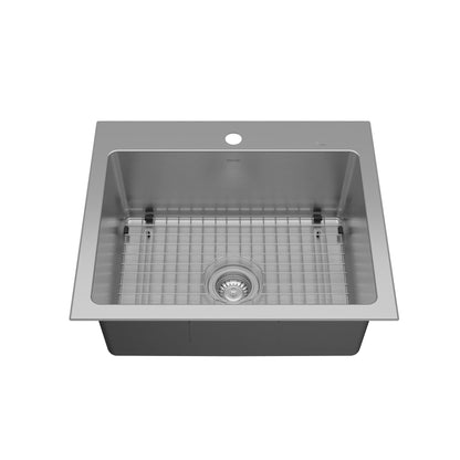 Lansen 25" Top Mount 18 Gauge Single Bowl Stainless Steel Sink with Accessories