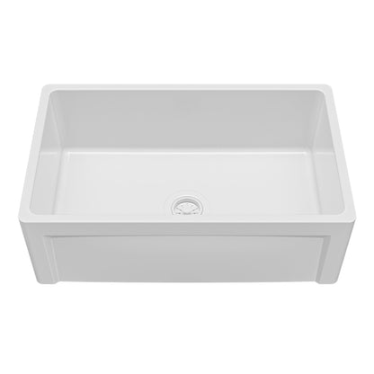 Fireclay 30" Reversible Apron Front Single Bowl Kitchen Sink In White