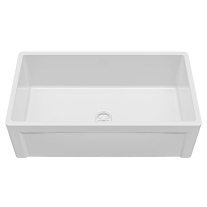 Fireclay 33" Reversible Apron Front Single Bowl Kitchen Sink In White