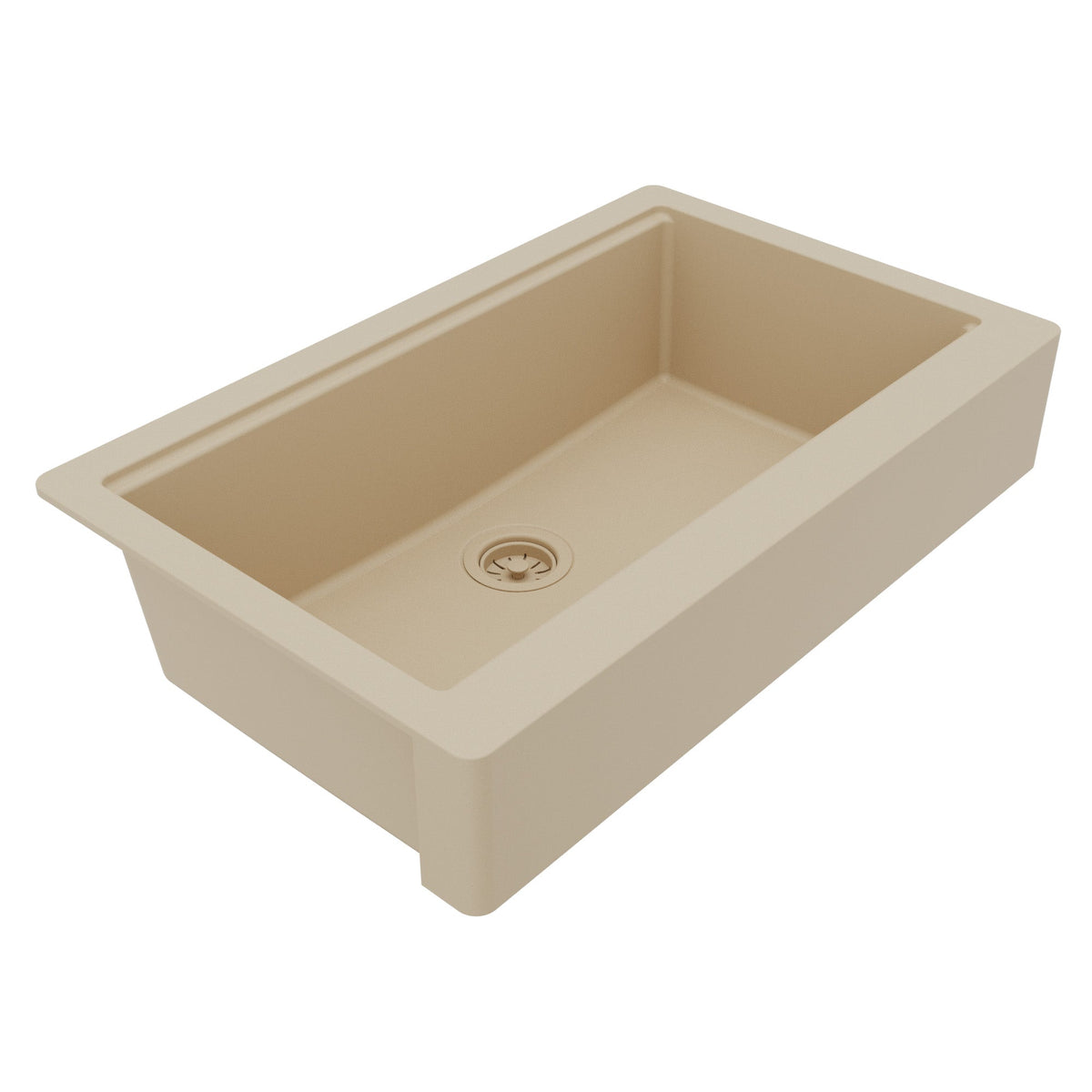 34" Apron Front Single Bowl Quartz Kitchen Sink Kit In Bisque