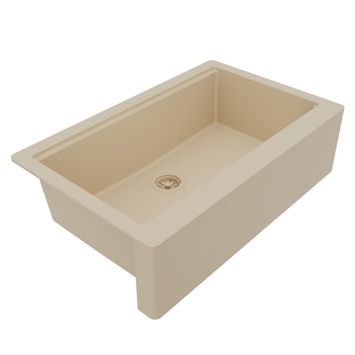 34" Deep Apron Front Single Bowl Quartz Kitchen Sink Kit In Bisque