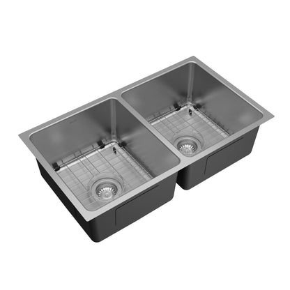 Lansen 32" Undermount 18 Gauge Double Equal Bowl Stainless Steel Sink with Accessories