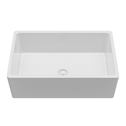 Fireclay 30" Reversible Apron Front Single Bowl Kitchen Sink In White