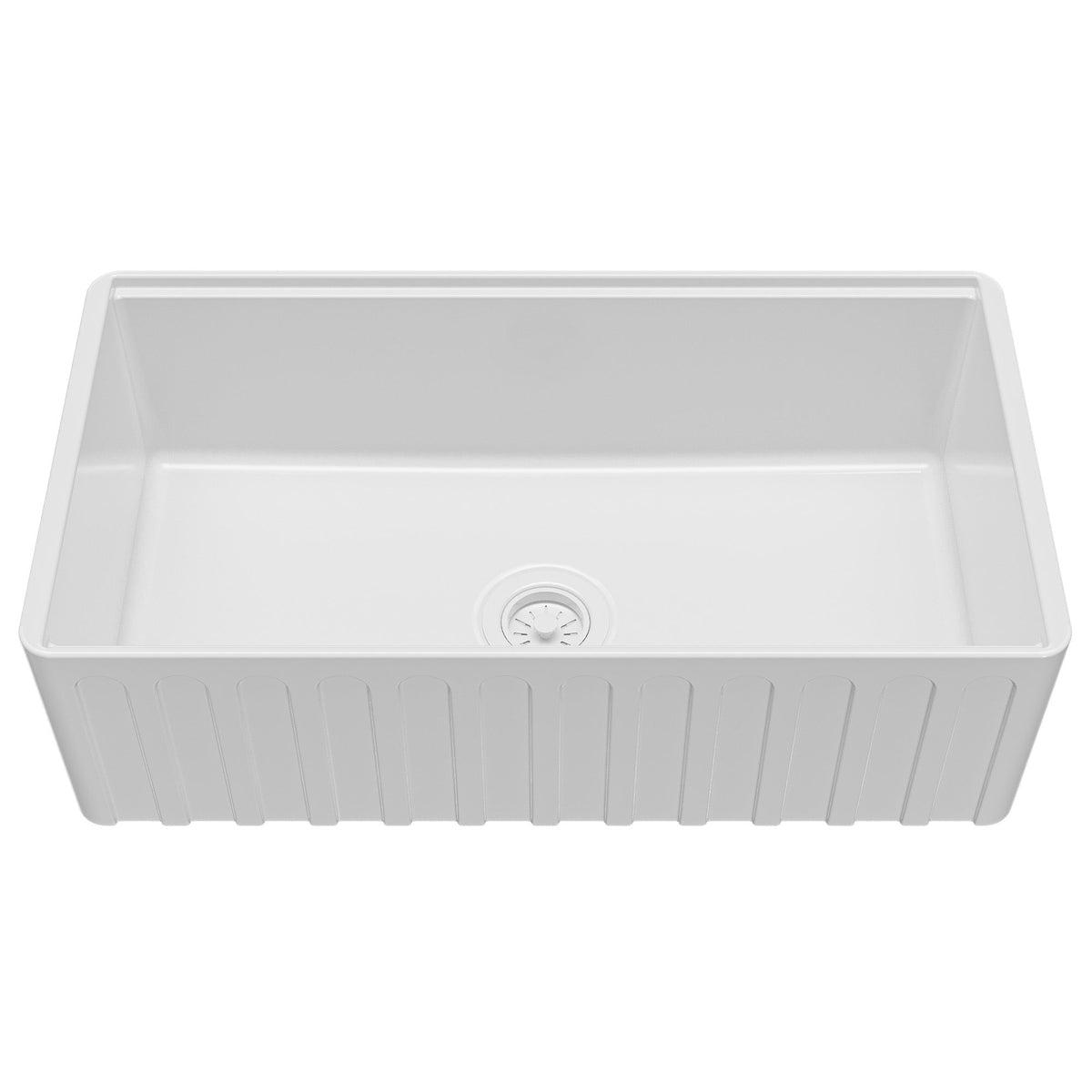 Fireclay 33" Reversible Apron Front Single Bowl Workstation Kitchen Sink In White