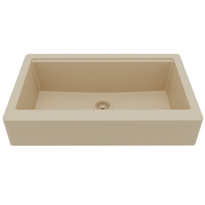 34" Apron Front Single Bowl Quartz Kitchen Sink Kit In Bisque