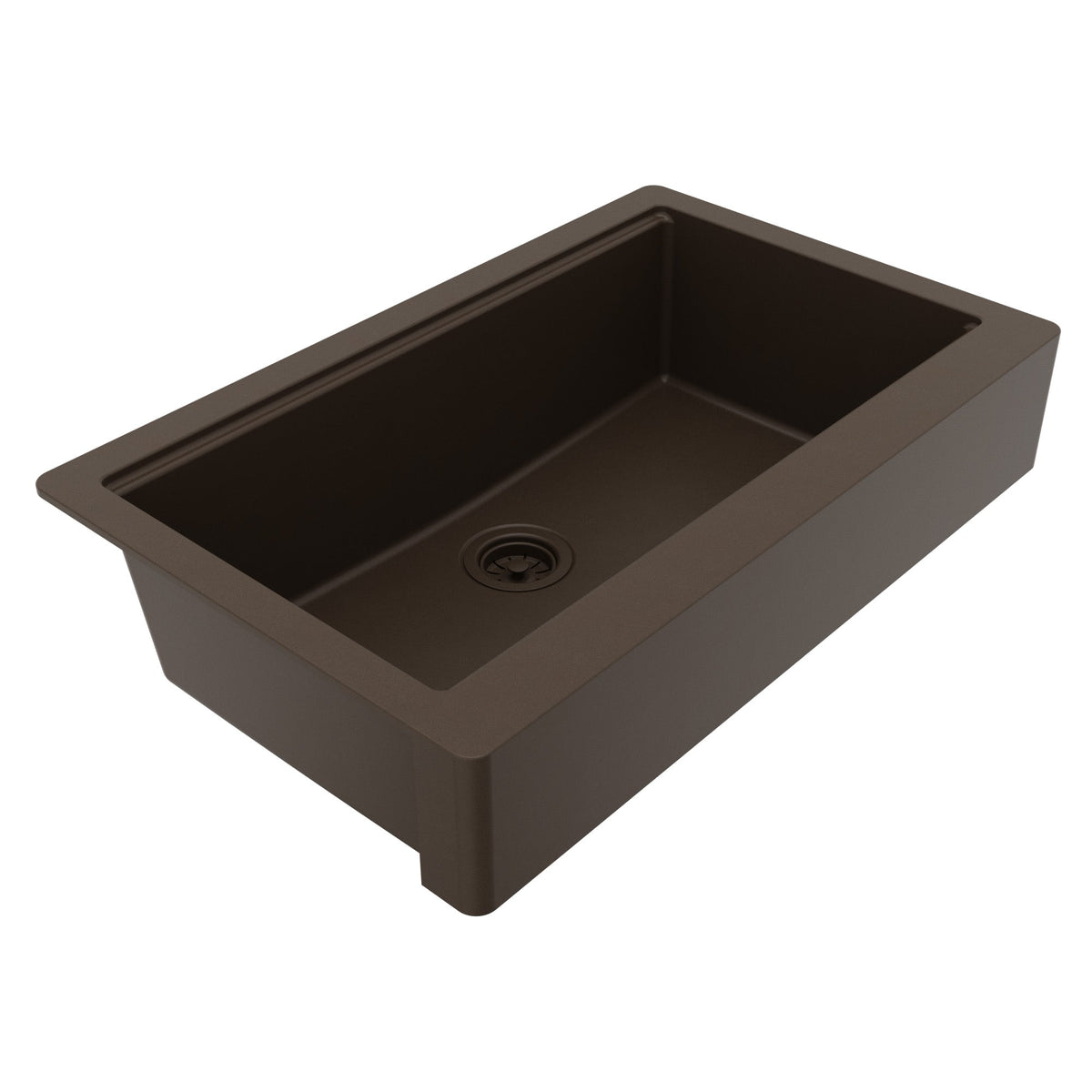 34" Apron Front Single Bowl Quartz Kitchen Sink Kit In Brown