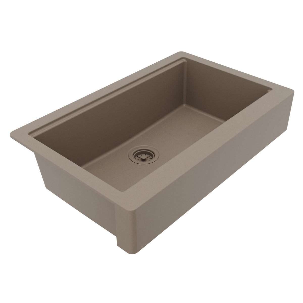 34" Apron Front Single Bowl Quartz Kitchen Sink Kit In Concrete