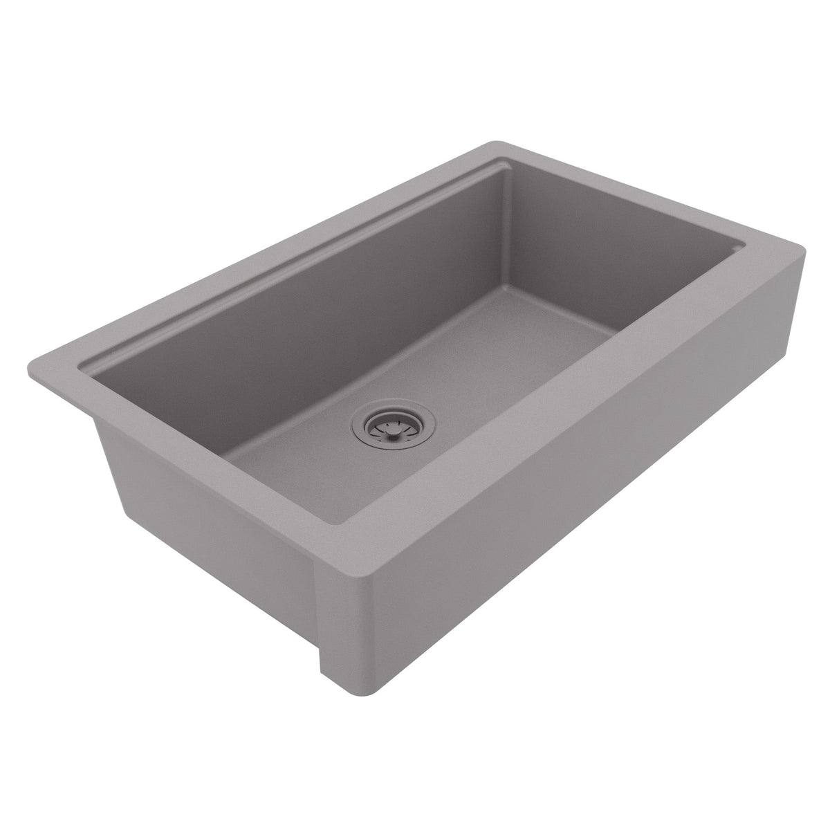 34" Apron Front Single Bowl Quartz Kitchen Sink Kit In Grey