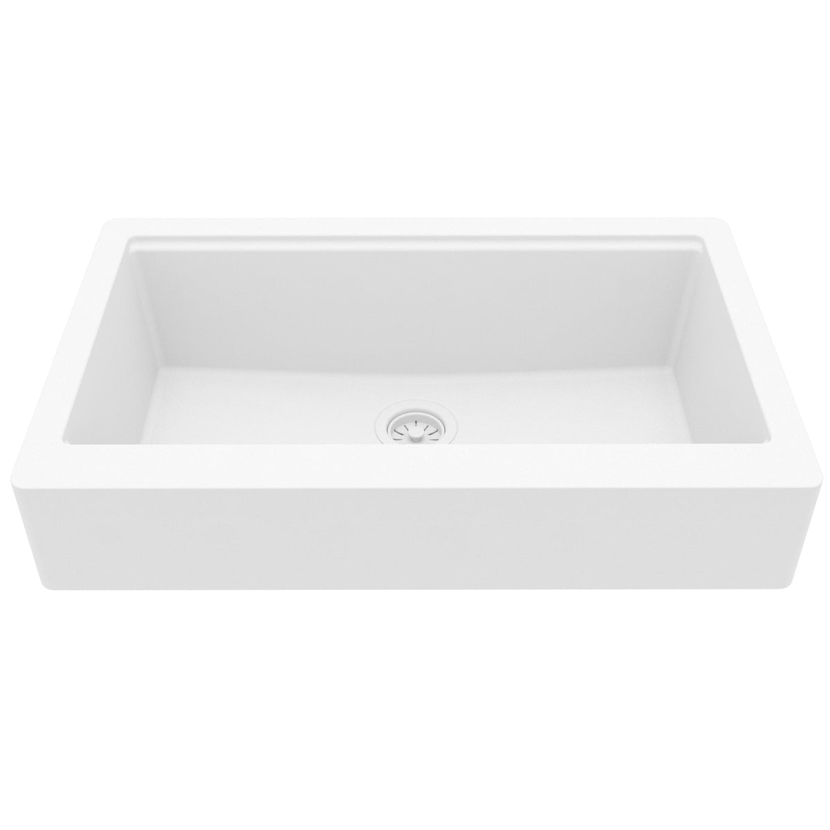34" Apron Front Single Bowl Quartz Kitchen Sink Kit In White