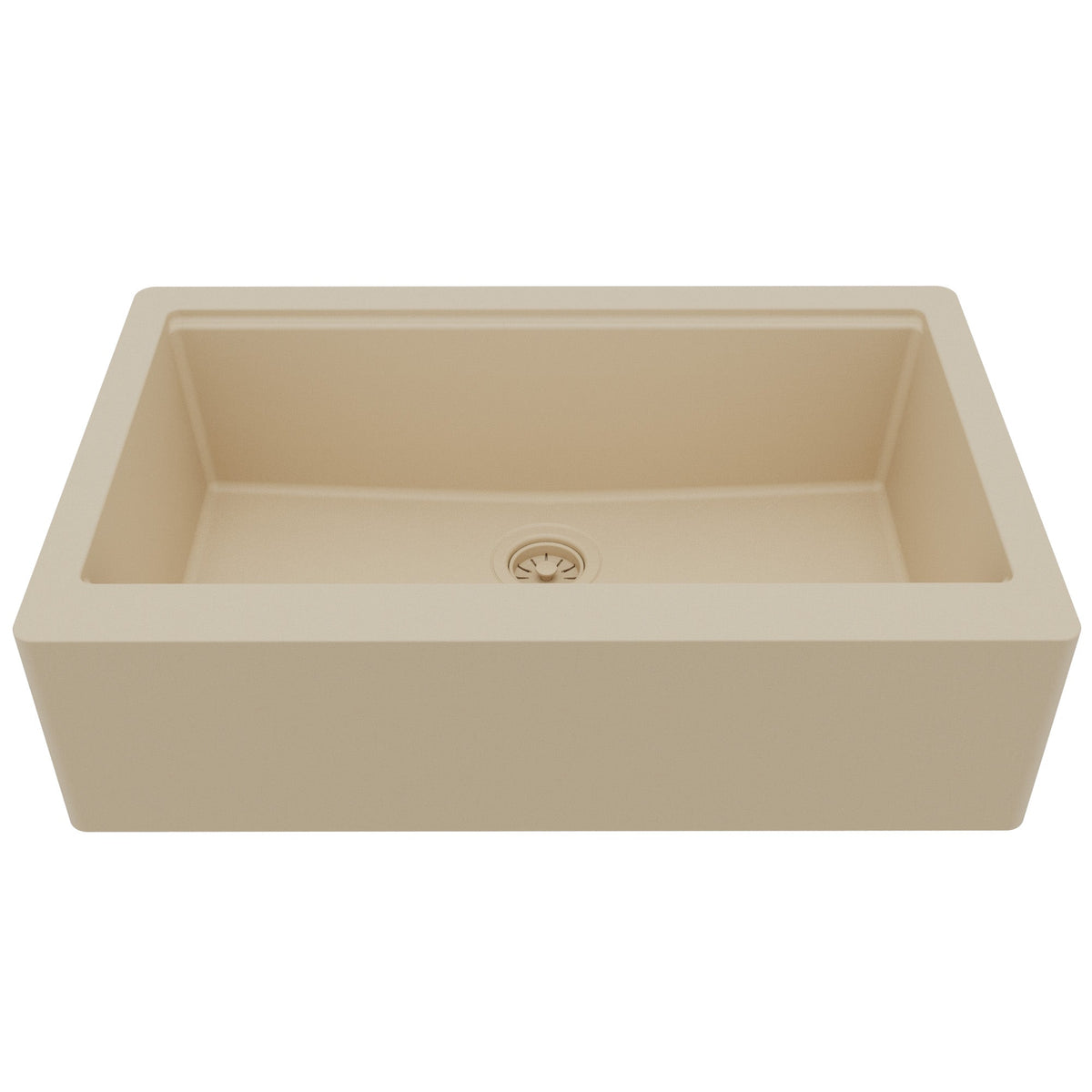34" Deep Apron Front Single Bowl Quartz Kitchen Sink Kit In Bisque