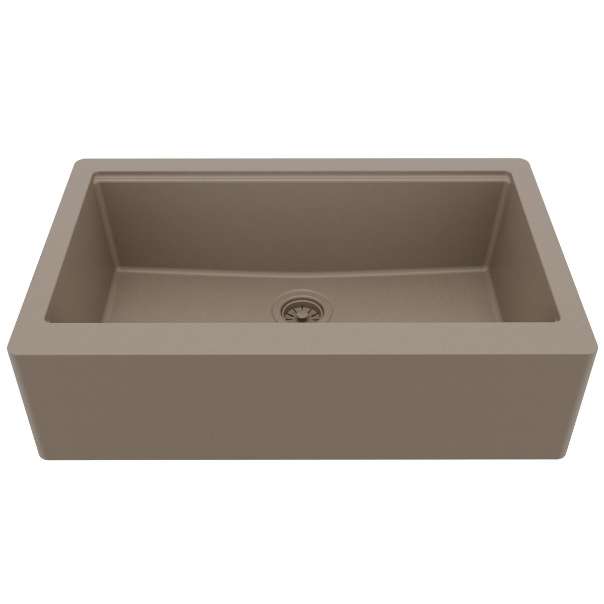 34" Deep Apron Front Single Bowl Quartz Kitchen Sink Kit In Concrete