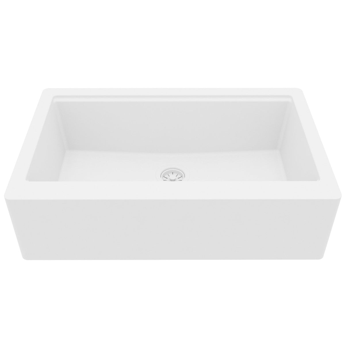 34" Deep Apron Front Single Bowl Quartz Kitchen Sink Kit In White
