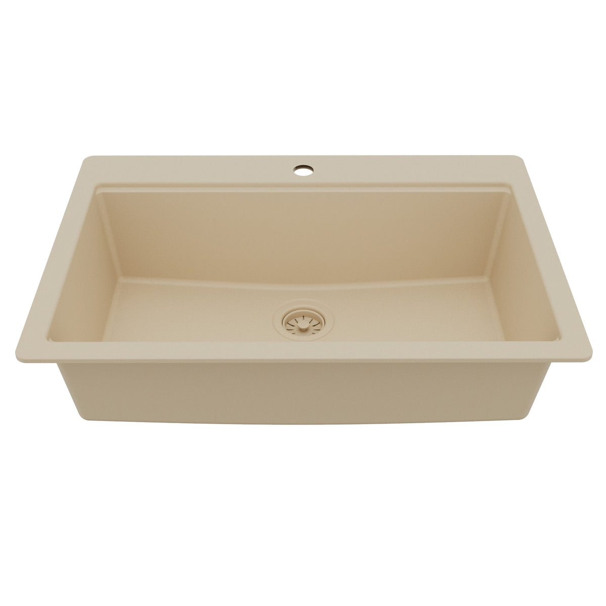 33" Top Mount Single Bowl Quartz Kitchen Sink Kit In Bisque