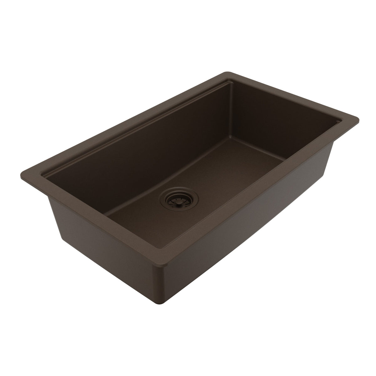 32" Undermount Single Bowl Quartz Kitchen Sink Kit In Brown