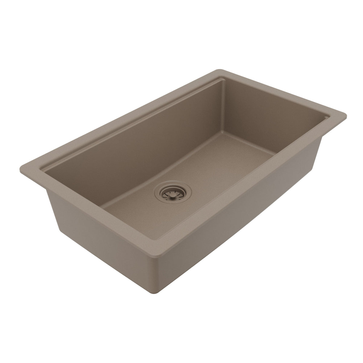 32" Undermount Single Bowl Quartz Kitchen Sink Kit In Concrete
