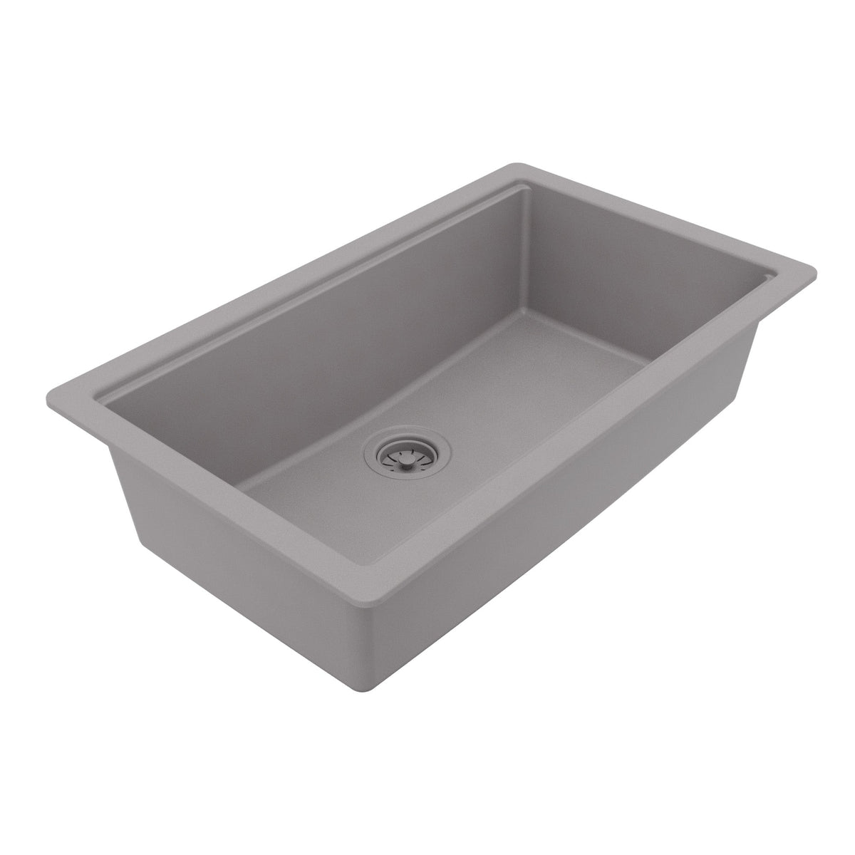 32" Undermount Single Bowl Quartz Kitchen Sink Kit In Grey
