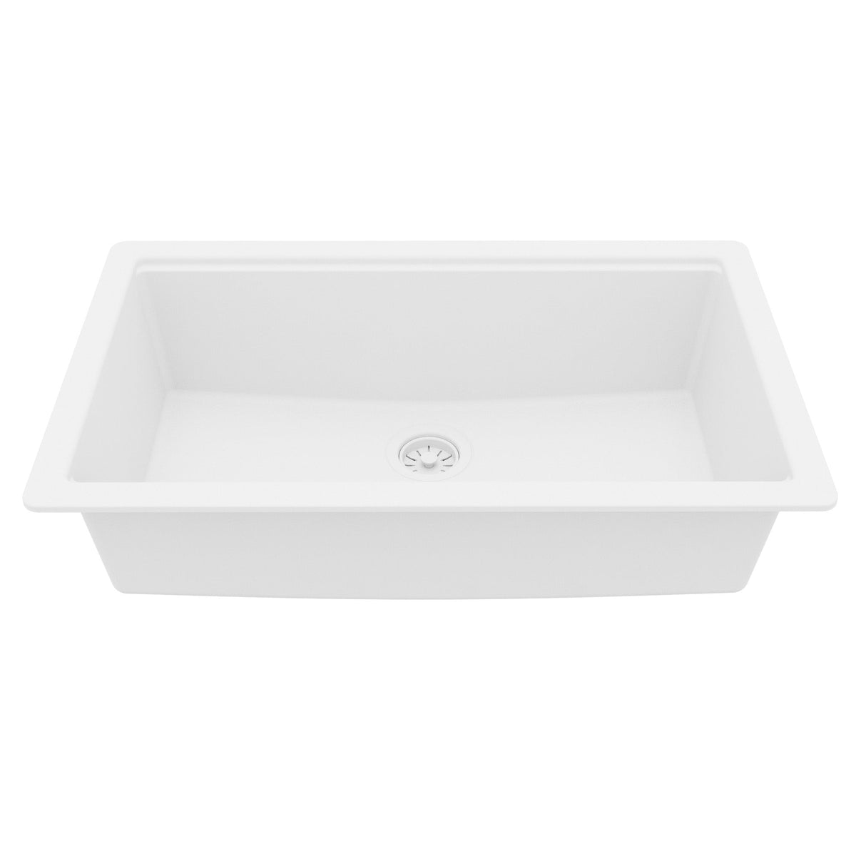 32" Undermount Single Bowl Quartz Kitchen Sink Kit In White