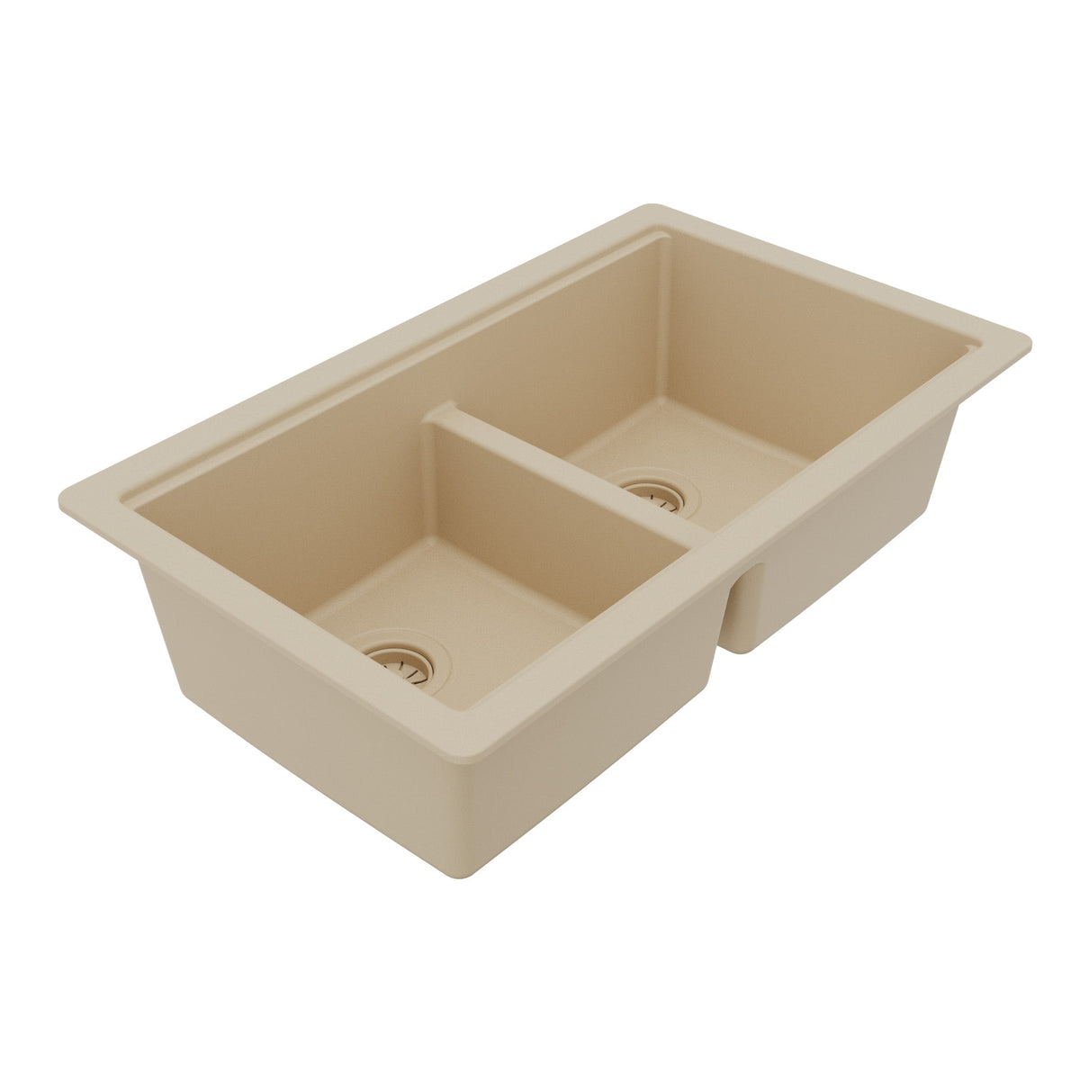 32" Undermount Double Bowl Quartz Kitchen Sink Kit In Bisque
