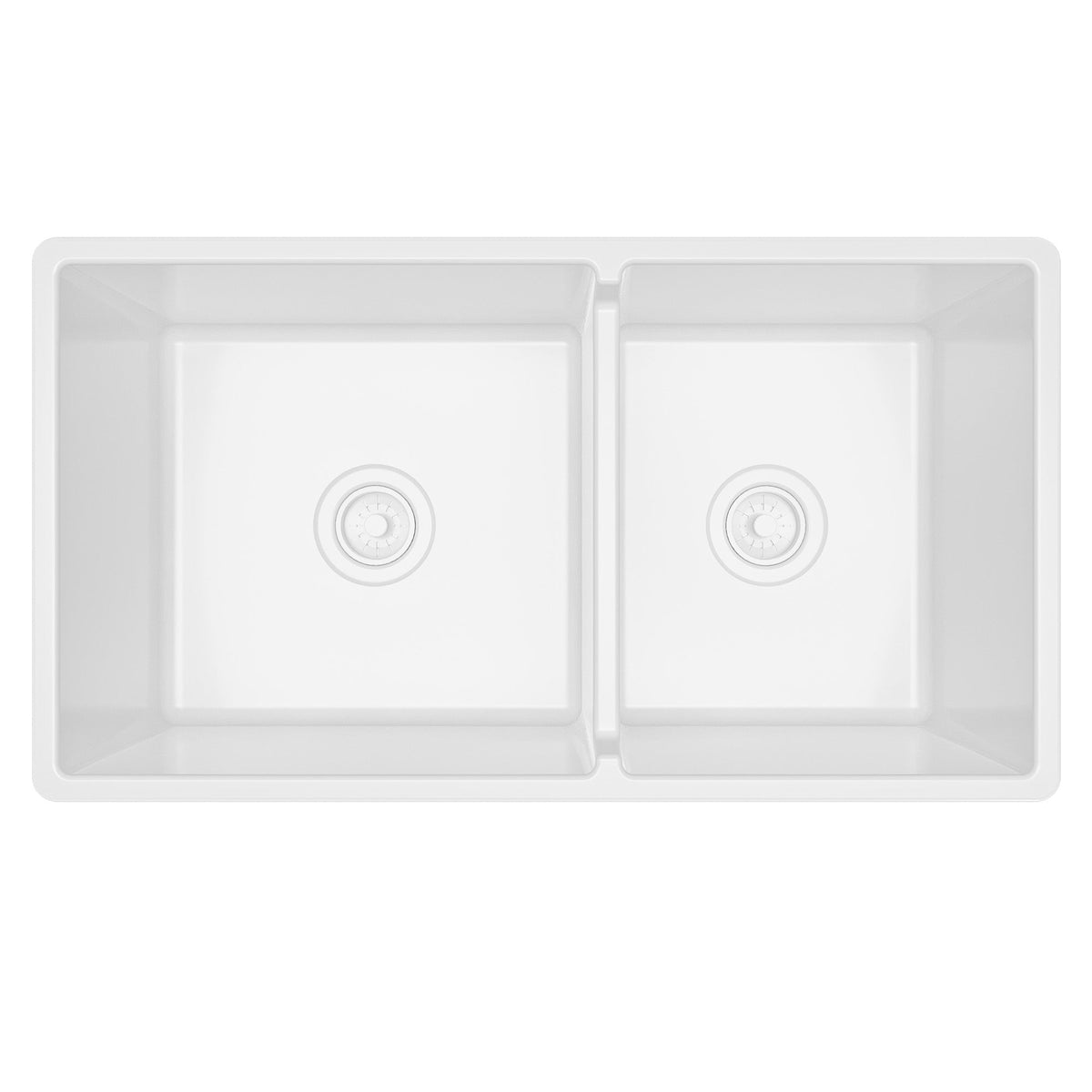 Fireclay 33" Reversible Apron Front Double Bowl Kitchen Sink In White