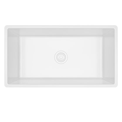 Fireclay 33" Reversible Apron Front Single Bowl Kitchen Sink In White