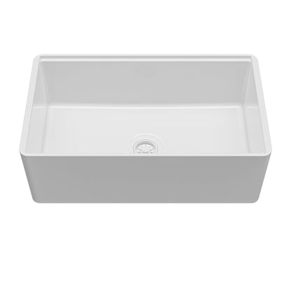 Fireclay 30" Reversible Apron Front Single Bowl Workstation Kitchen Sink In White