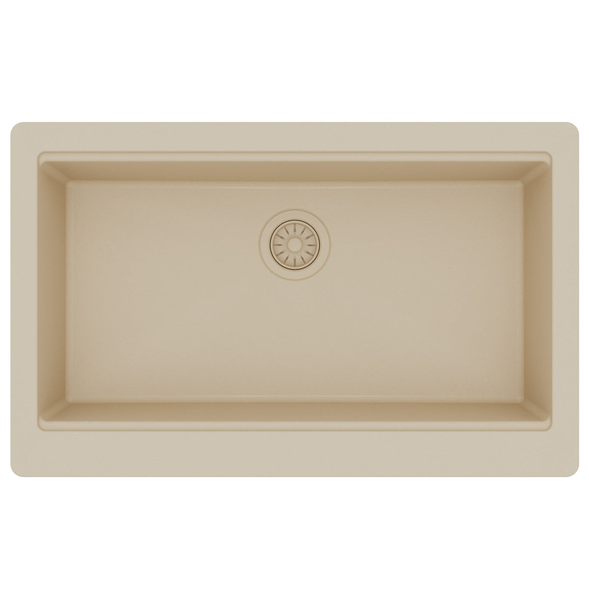 34" Apron Front Single Bowl Quartz Kitchen Sink Kit In Bisque