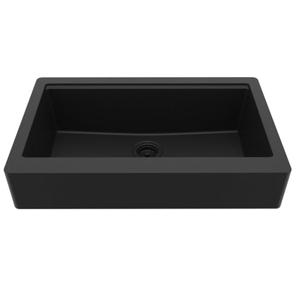 34" Apron Front Single Bowl Quartz Kitchen Sink Kit In Black