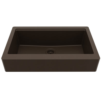 34" Apron Front Single Bowl Quartz Kitchen Sink Kit In Brown