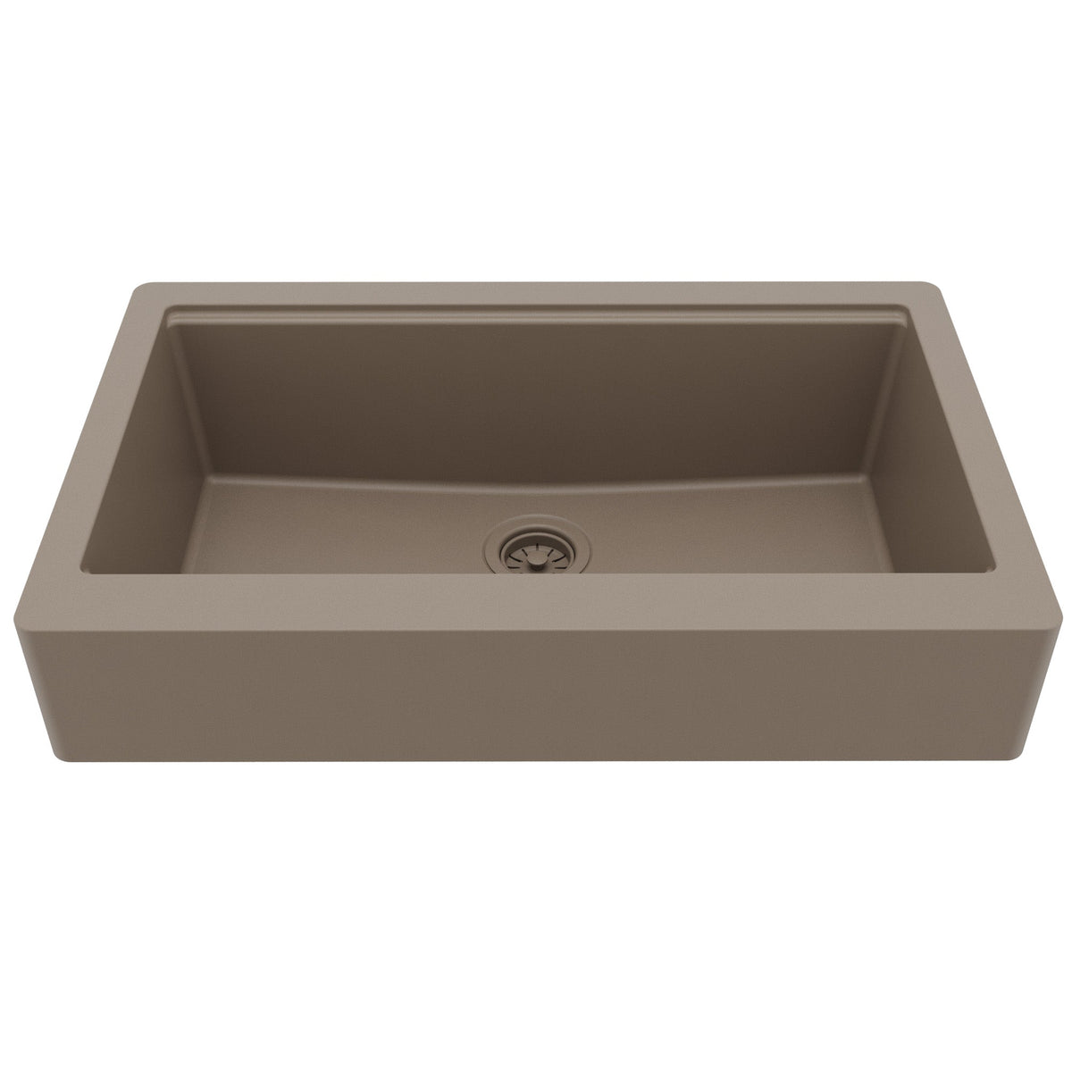 34" Apron Front Single Bowl Quartz Kitchen Sink Kit In Concrete