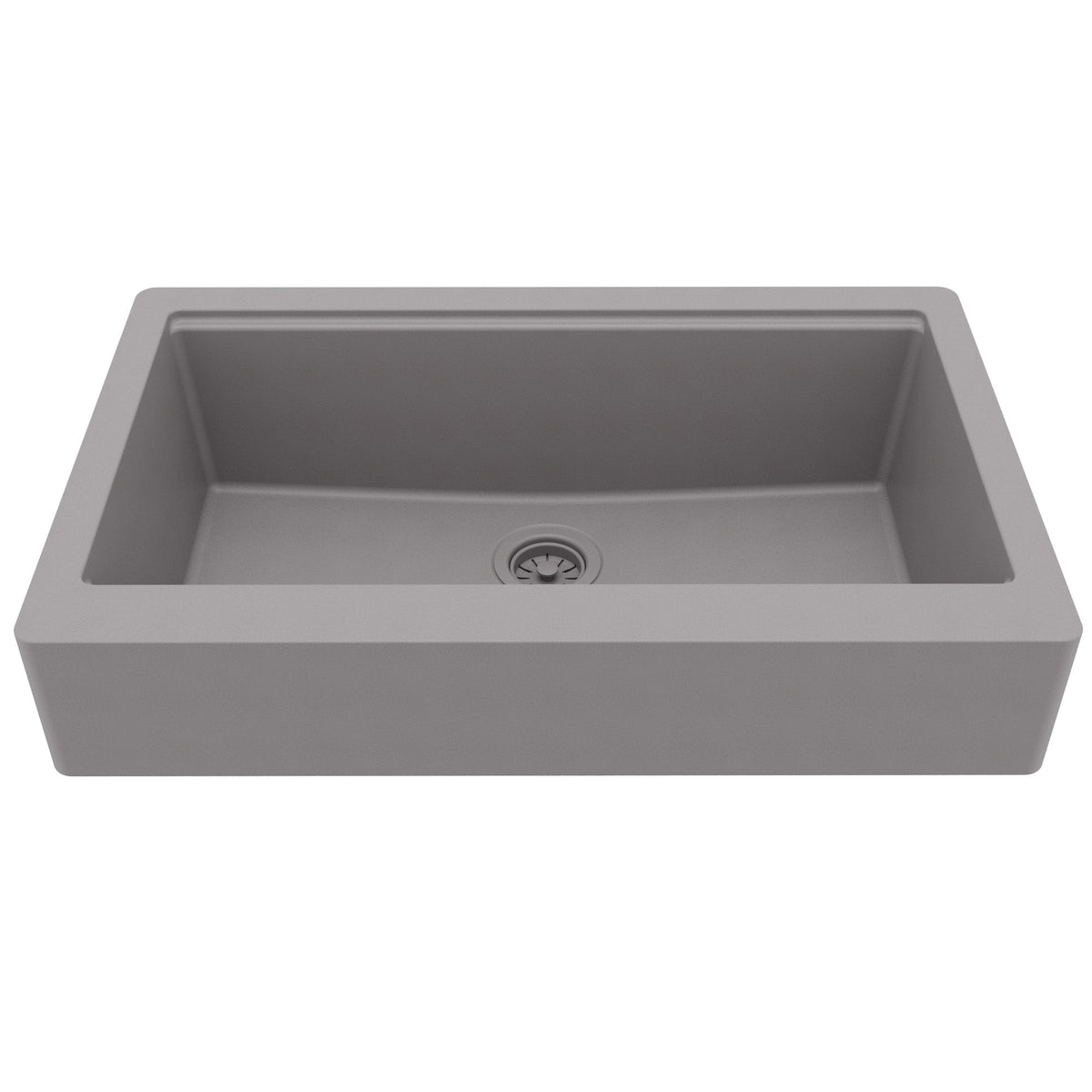34" Apron Front Single Bowl Quartz Kitchen Sink Kit In Grey