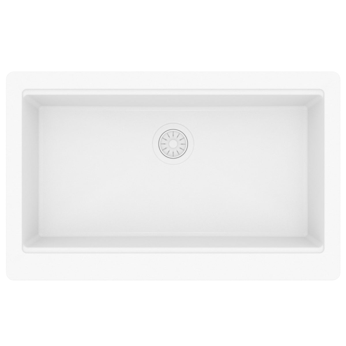 34" Apron Front Single Bowl Quartz Kitchen Sink Kit In White