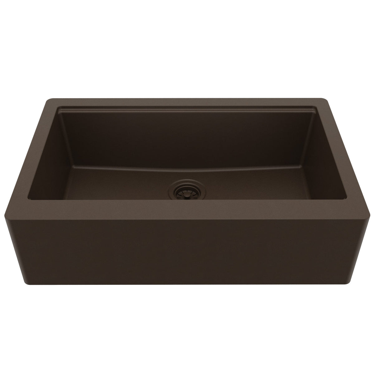 34" Deep Apron Front Single Bowl Quartz Kitchen Sink Kit In Brown