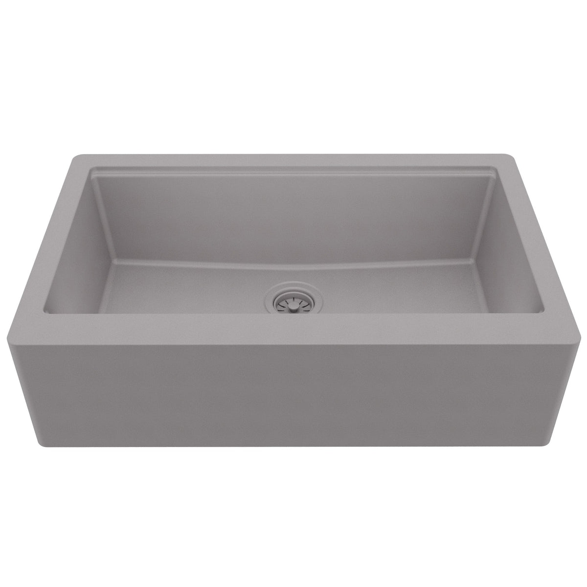 34" Deep Apron Front Single Bowl Quartz Kitchen Sink Kit In Grey