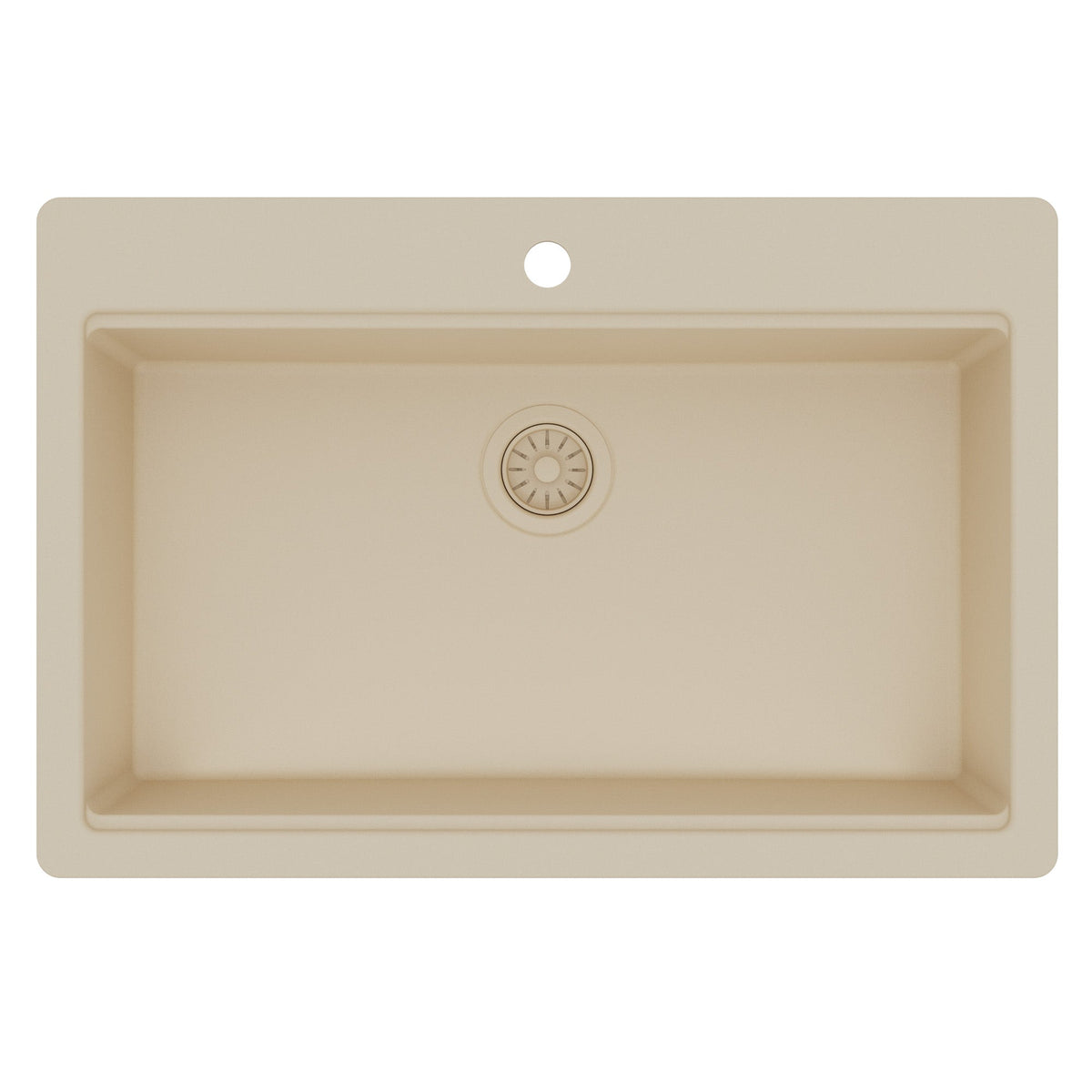 33" Top Mount Single Bowl Quartz Kitchen Sink Kit In Bisque