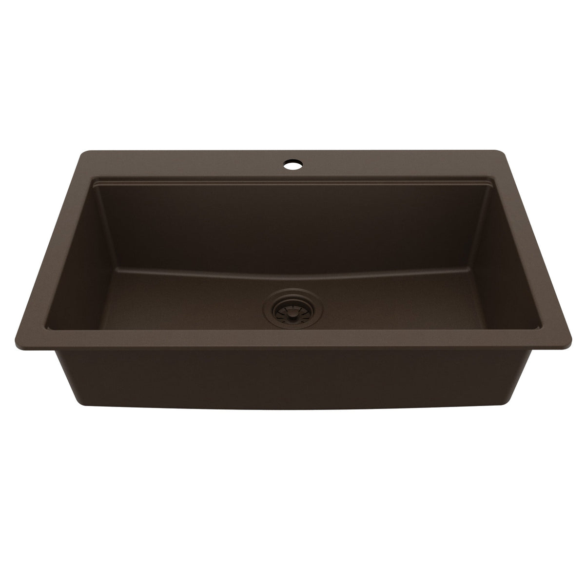 33" Top Mount Single Bowl Quartz Kitchen Sink Kit In Brown