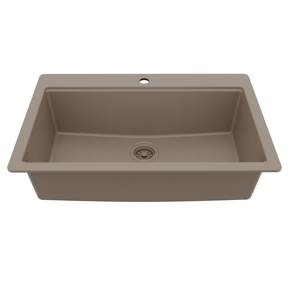 33" Top Mount Single Bowl Quartz Kitchen Sink Kit In Concrete