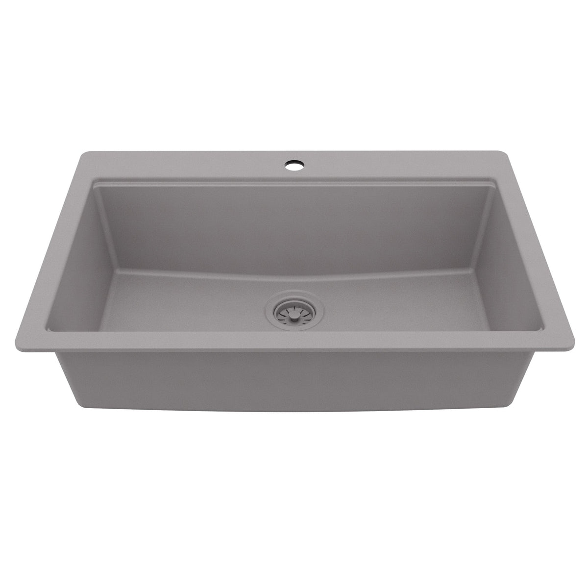 33" Top Mount Single Bowl Quartz Kitchen Sink Kit In Grey