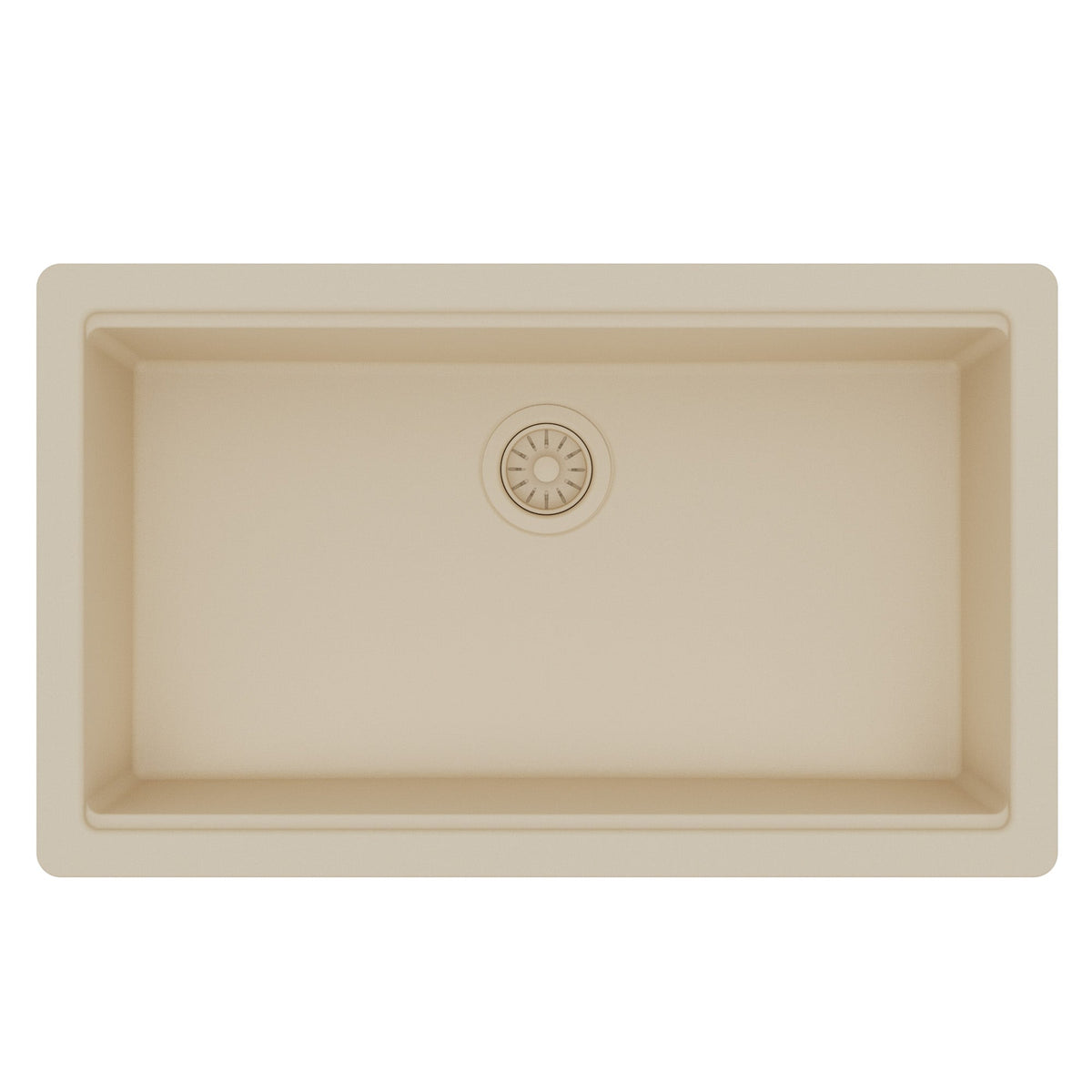32" Undermount Single Bowl Quartz Kitchen Sink Kit In Bisque