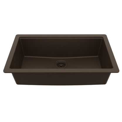 32" Undermount Single Bowl Quartz Kitchen Sink Kit In Brown