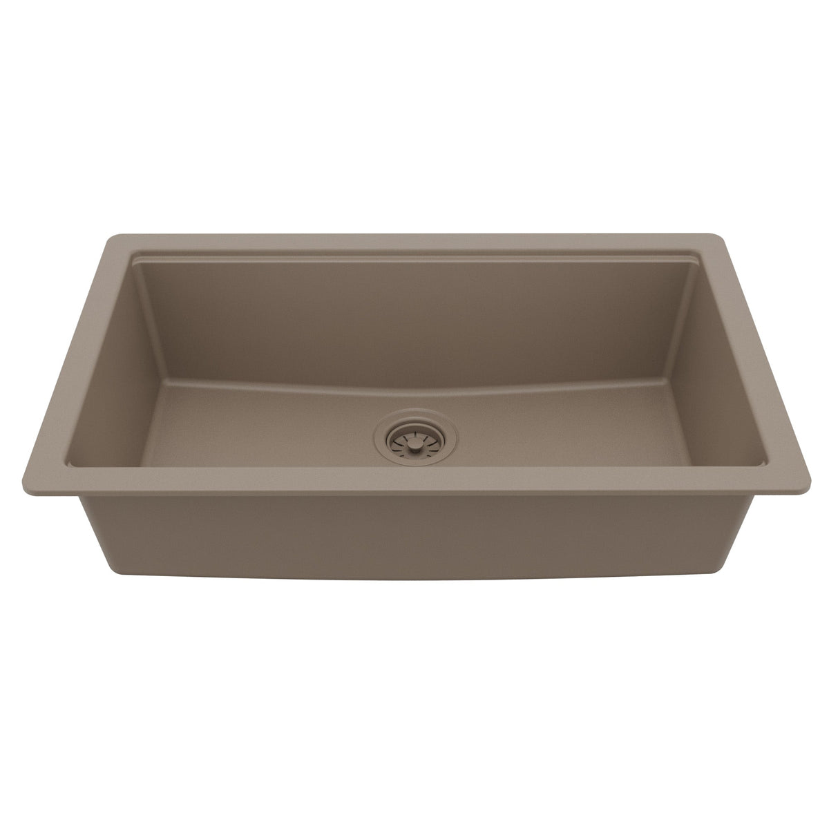 32" Undermount Single Bowl Quartz Kitchen Sink Kit In Concrete