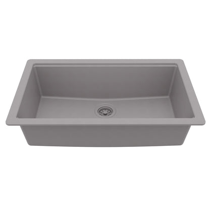 32" Undermount Single Bowl Quartz Kitchen Sink Kit In Grey