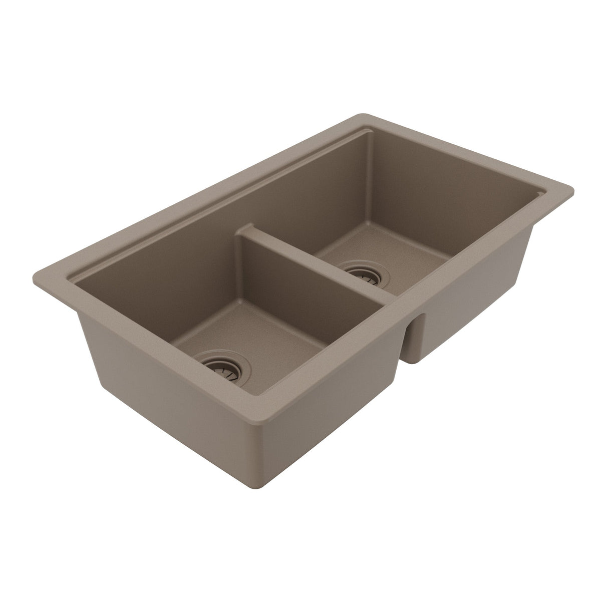 32" Undermount Double Bowl Quartz Kitchen Sink Kit In Concrete