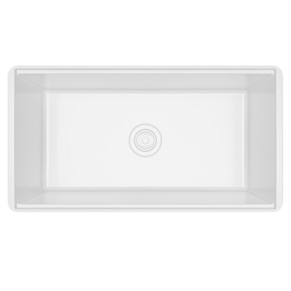 Fireclay 33" Reversible Apron Front Single Bowl Workstation Kitchen Sink In White