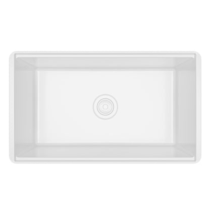 Fireclay 30" Reversible Apron Front Single Bowl Workstation Kitchen Sink In White