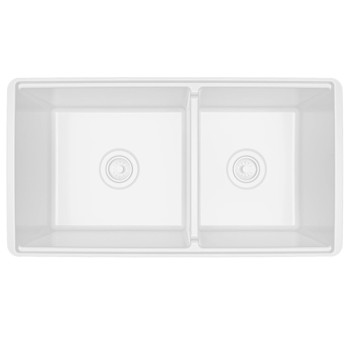 Fireclay 33" Reversible Apron Front Double Bowl Workstation Kitchen Sink In White
