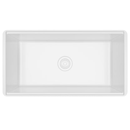 Fireclay 33" Reversible Apron Front Single Bowl Workstation Kitchen Sink In White